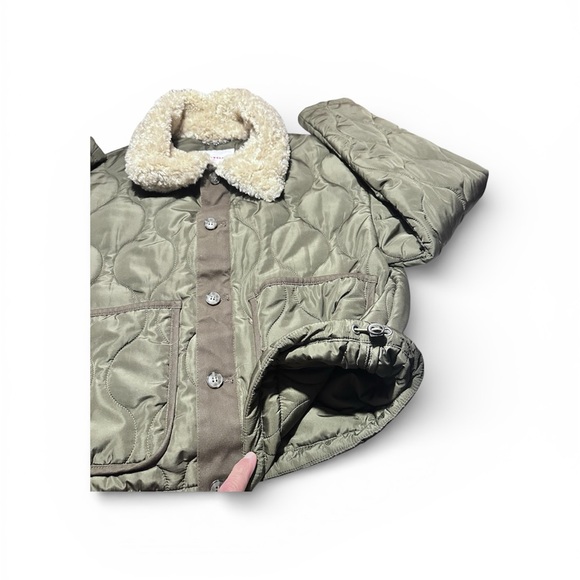 Lucky Brand - Green Quilted Jacket with Faux Fur Collar - Size M - Picture 2 of 7